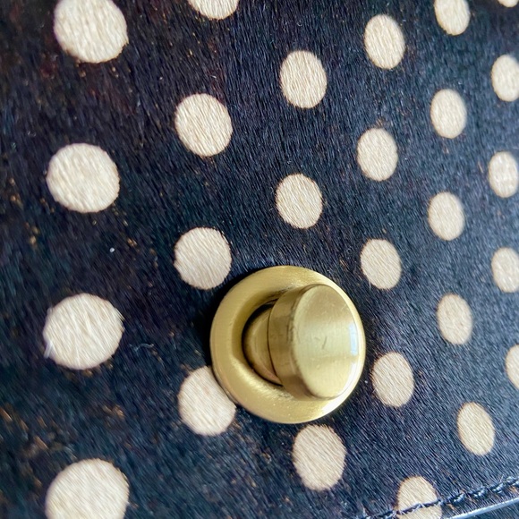 Anthropologie B/W Polka Dot Calf Hair Chain Crossbody Bag/Clutch - Picture 4 of 5